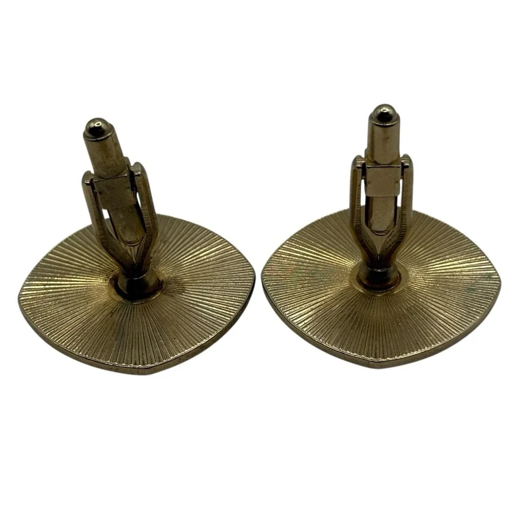 Western Man on Donkey Jackass Bullet Back Cufflinks Teal Green Gold Tone Vintage